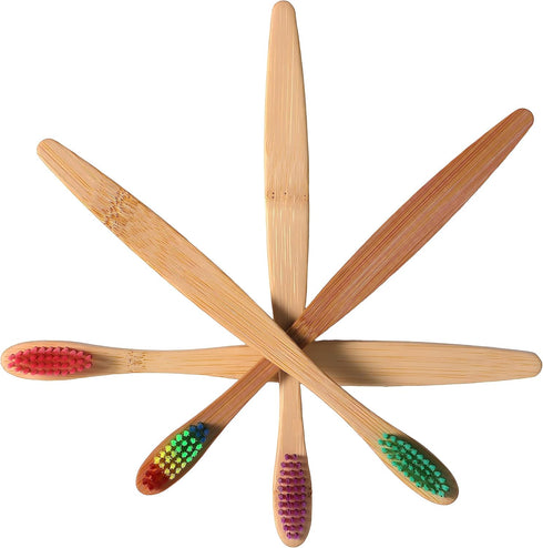 10PCS Colorful Natural Bamboo Toothbrush Set Soft Bristle(Multi-Colors)...