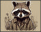 Posterizer 1 pcs- Portrait of a raccoon with clothes on-Art for Animal Lovers-Floral Botanical Art- Gift for Men Women Entrepreneur Teens-Living R...