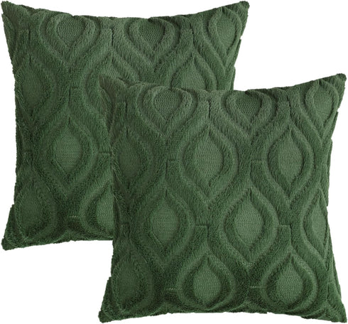 decorUhome Decorative Throw Pillow Covers 20x20 Set of 2, Soft Plush Faux Wool Couch Pillow Covers for Home, Forest Elf...