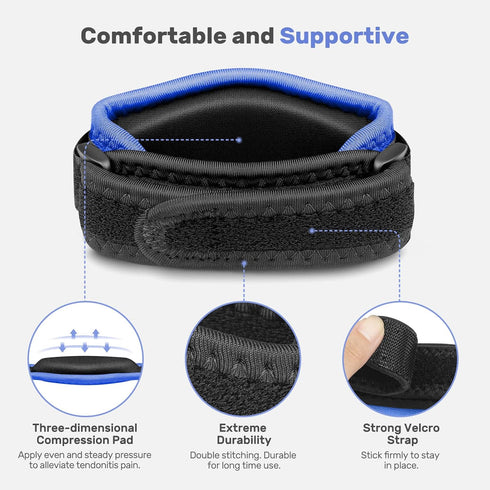 Elbow Brace 2-Pack for Tennis and Golf Elbow Pain Relief, Adjustable and Versatile for Men and Women with Velcro (Sapphire Blue)...