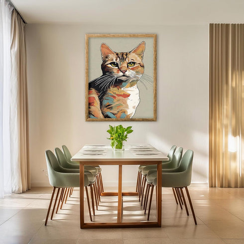 Posterizer 1 pcs- Orange cat print with a gray background-Art for Animal Lovers-Abstract & Modern Art- Gift for Men Women Entrepreneur Teens-Decor...