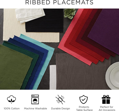 DII Buffalo Check Collection, Classic Farmhouse Placemat Set, 13x19, Navy & Cream, 6 Piece...