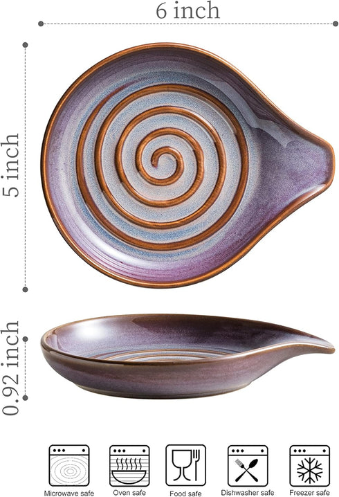 Spoon Rest, Ceramic Spoon spoon holder with Deep Drip Tray, Spoon Holder for Stove Top Utensils Holder for Countertop, Cooking Spoon Holder with H...