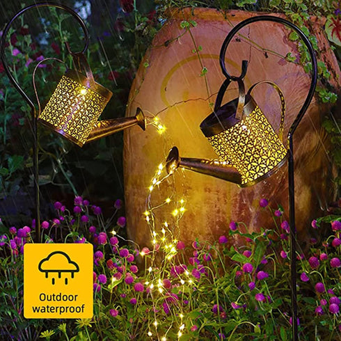 Watering Can with Lights, Solar Lights for Outdoor Garden Art Decor Hanging Solar Lanterns, Metal Waterproof for Walkway Yard Pathway Patio Table...