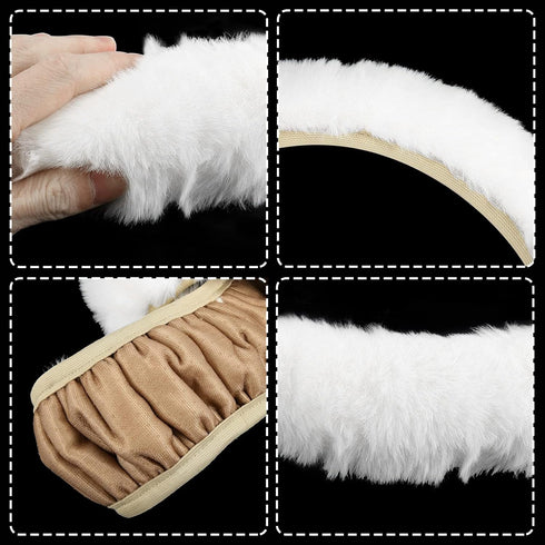 9 Pieces Fluffy Steering Wheel Covers Set, YSLSLOO Furry Steering Wheel Cover for Women Fashion Steering Wheel Cover Soft Steering Wheel Protector...
