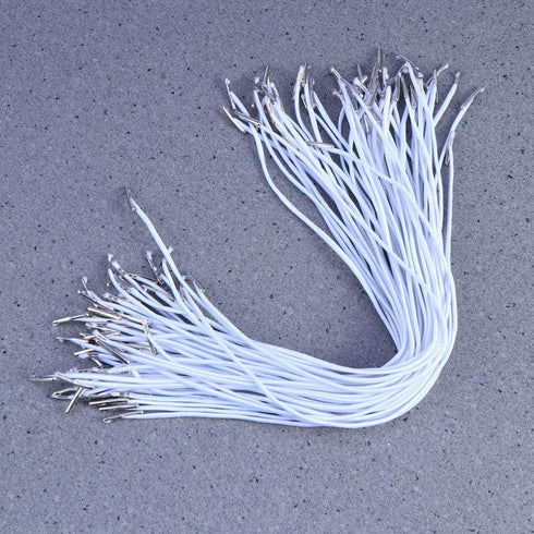 SEWACC 50pcs Elastic Barbed Cord Loop Stretch Round Strings with Dual Metal Barbs Barbed Fasteners for Mask Making Binding (White)...