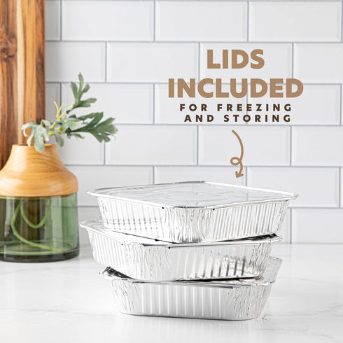 PLASTICPRO 10 Pack 8 Inch Square Aluminum Pans with Lids Disposable Tin Foil Pans Baking Pans Food Storage...
