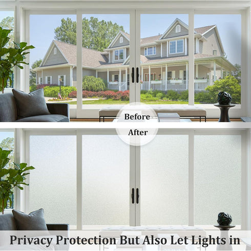 Coavas Window Privacy Film Frosted Glass Window Film Stained Glass Window Film Bathroom Window Frosting Film Day and Night Privacy Heat Blocking N...