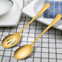 LIANYU 5-Piece Matte Gold Serving Utensils Set, Stainless Steel Serving Set Include Serving Spoon Fork, Flatware Serving Pieces for Buffet Caterin...