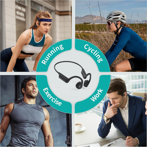 Bone Conduction Headphones, Open Ear Headphones Wireless Bluetooth 5.3 with Mic, IPX5 Waterproof Sweatproof Sport Earphones for Running, Cycling, ...