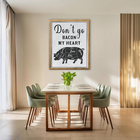 Posterizer 1 pcs-Kitchen Print-Funny Quotes-don't go bacon my heart-Kitchen & Bar Art-Comedy Art-Art Poster Print for Home, Office, Store, Bar- un...