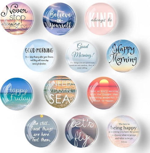 12pcs Fridge Magnet Glass Strong Magnetic Refrigerator Magnet,Motivational Fridge Magnets Decoration for Crafts,Fridge Magnets for Kitchen, School...