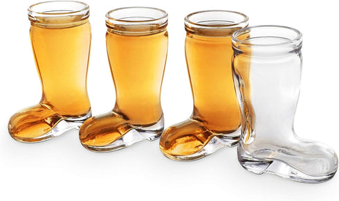 Final Touch Das Boot Shot Glasses - Set of Miniature Cowboy and Cowgirl-Inspired Shot Glasses - 1.5oz Capacity - Crystal Clear Thick Glass - Perfe...