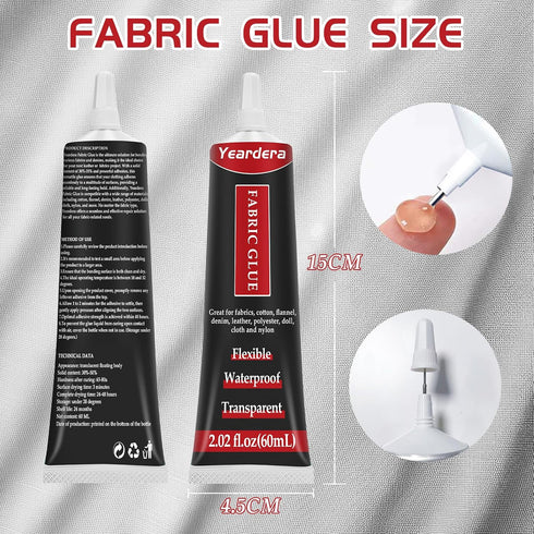 Fabric Glue, Clear Fabric Glue for Clothing Permanent Washable, Fabric Fusion Glue for All Fabrics, Clothes, Leather, Cotton, Flannel, Denim, Poly...