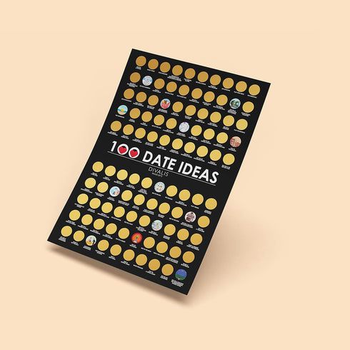 Divalis 100 Dates Scratch off Bucket List - Scratching Adventure Couple Things to Do Poster Scratchable Motivational Archievements Checklist, Blac...