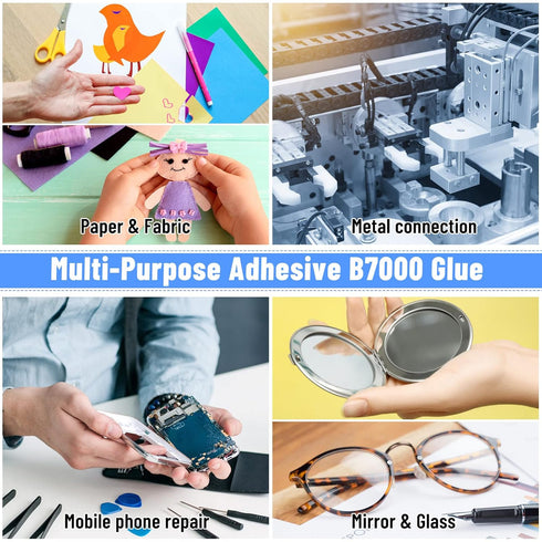 B-7000 Clear Glue Adhesive for Crafting, Industrial Strength Semi Fluid B7000 Glue with Precision Applicator Tips, Art Dotting Stylus Pens for DIY...
