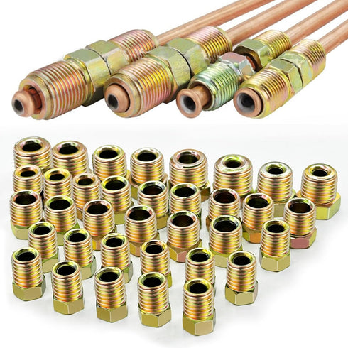 Tnisesm 35 PCS Threads Brake Line Fittings Assortment kits for 3/16"(19 Fittings) and 1/4" (16 Fittings) Inverted Flares Brake Line Tube...