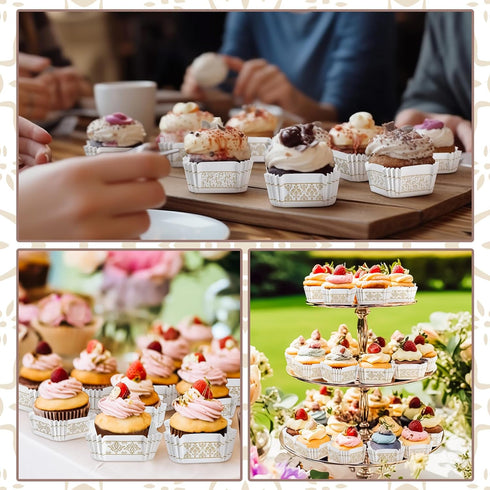 300 Pcs Square Cupcake Liners 2.36 Inches Square Baking Cups Brownie Cupcake Cups Square Paper Patterned Cupcake Wrappers for Wedding Baby Shower ...