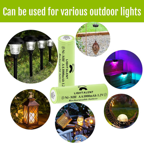 Ni-MH AA Rechargeable Batteries, Double A High Capacity 1.2V Pre-Charged for Garden Landscaping Outdoor Solar Lights, String Lights, Pathway Light...