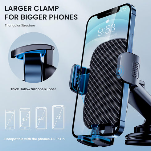 Qifutan Car Phone Holder Mount Phone Mount for Car Windshield Dashboard Air Vent Universal Hands Free Automobile Cell Phone Holder Fit for iPhone ...