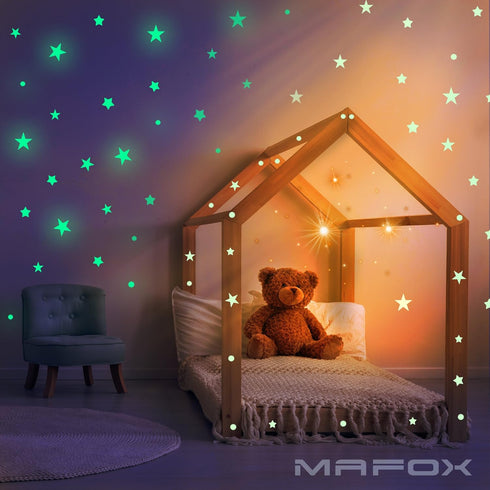 Glow in The Dark Stars for Ceiling or Wall Stickers - Glowing Wall Decals Stickers Room Decor Kit - Galaxy Glow Star Set and Solar System Decal fo...