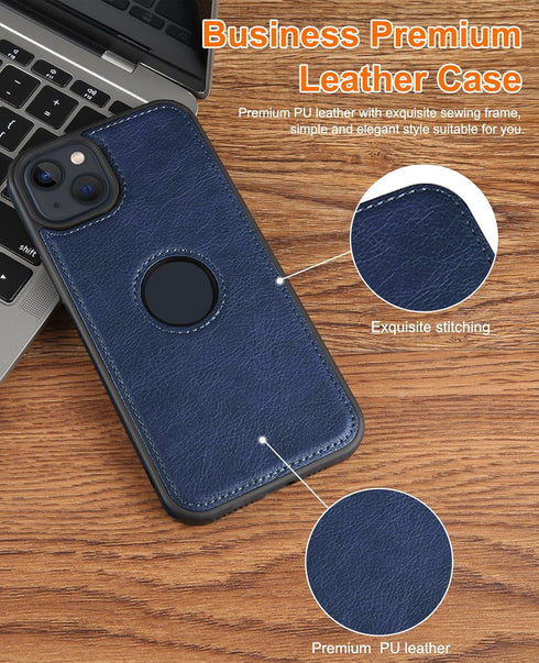 PULUZ Compatible with iPhone 15 Case?Leather Texture Stitching Phone Case is Slim and Lightweight for Your Phone All-Round Protection(Blue)......