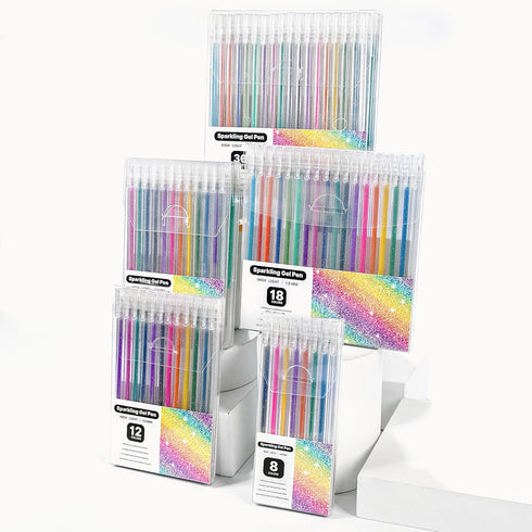 Sparkle Glitter Gel Pens, 1mm Fine Point Metallic Glitter Gel Pen Set, for Journaling Art Projects, Kids Adults Coloring Supplies, Highlighters (G...