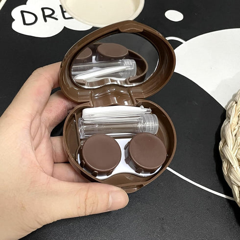 2 Pack Heart Cute Contact Lens Case, Travel Contact Lens Box with Mirror Tweezers Remover Tool Solution Bottle for Outdoor Office Daily Use...
