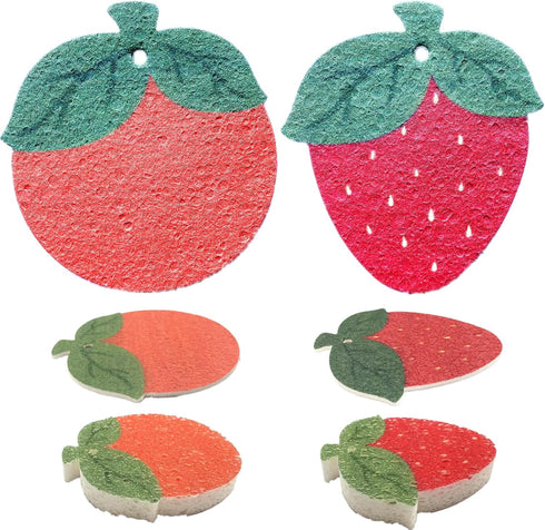 2 Pcs Fruit Shaped Kitchen Compressed Dish Sponges for Cleaning,Cellulose Absorb Water Expand Dishcloth,Natural Household Cleaning Sponges Suitabl...