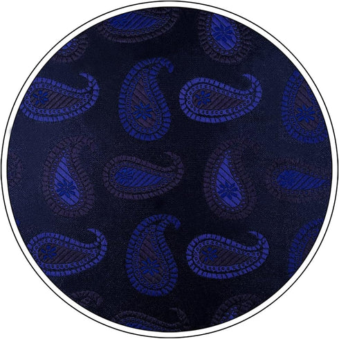 SHLAX&WING Navy Paisley Mens Pocket Square Silk Hanky Business Dark Blue...