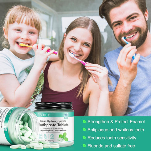 150 Toothpaste Tabs, Flouride Free Toothpaste Tablets, Nano Hydroxyapatite, Sensitive Toothpaste Tablets, Peppermint Flavored Strengthen Teeth, Ec...