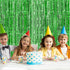 CHRORINE 2pcs 3ft x 8.3ft Green Tinsel Foil Fringe Curtains Streamers Backdrop for Green Birthday Jungle Safari Tropical Party Christmas Decoratio...