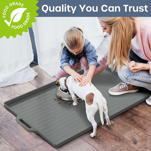 Large Dog Bowl Mat Pet Feeding Mat for Floor Waterproof with Edges, Silicone Placemats for Cat and Dog Water Bowl, Nonslip Pet Food Mat, Tray for ...