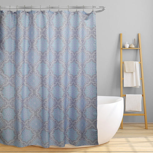 Linen Store Shower Curtain for Bathroom Printed Durable Fabric Canvas Shower Tub Decor, Wateresistant Curtains, 70"x70" Lexi, Contemporary Geometr...