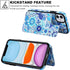 HAOPINSH for iPhone 11 Wallet Case with Card Holder, Blue Flower Bird Pattern Back Flip Case PU Leather Kickstand Card Slots Case for Women Girls,...