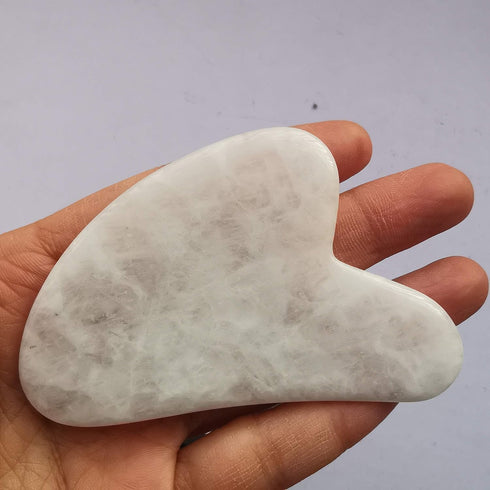 Gua Sha Crystal Jade Stone Board for Skincare, Scraping Face Back Massage Relax Therapy Trigger Point Treatment(White Jade)...