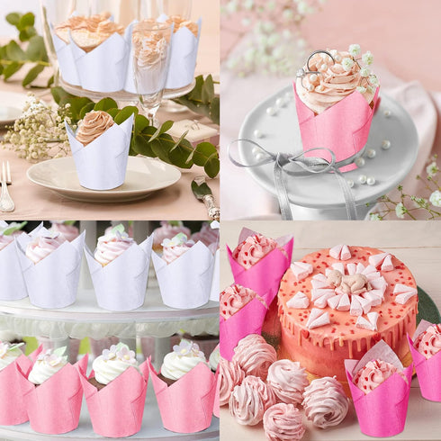 200 Pcs Tulip Cupcake Liners Muffin Baking Cupcake Liners Baking Cups Holders Heat Resistant Muffin Liners Wrappers for Wedding Party Birthday Bab...
