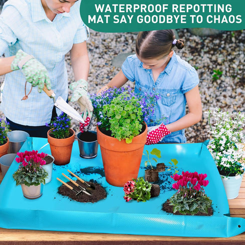 Repotting Mat for Indoor Plants, Waterproof Potting Mat for Indoor Plant Transplanting and Dirt Control, Portable Potting Mat Gifts for Plant Love...