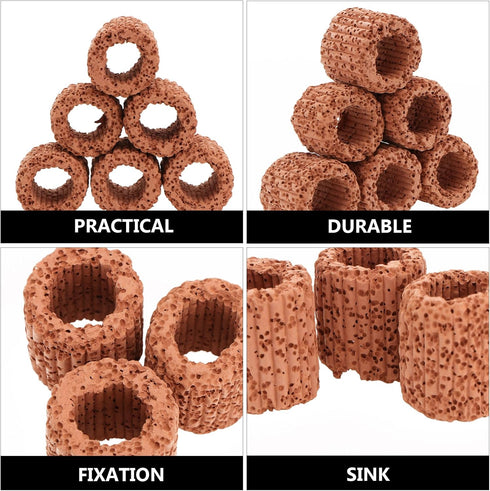 Aquatic Water Plant Fixed Ring, Aquarium Plant Pot Fixed Holder, Fish Tank Plant Weights -Floating Accessories for Aquarium Landscape Ceramic Plan...