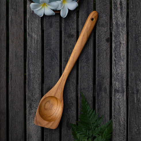 FAAY Right Hand Chopper, Wooden Spoon - Spatula, Break Up Ground Beef Utensils Made from High Moist Resistance Teak Wood for Non Stick Cookware. (...
