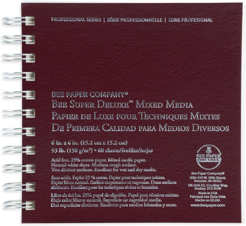 Bee Paper - 6"x 6" Super Deluxe Mixed Media Sketching Pad, 60 Sheets...
