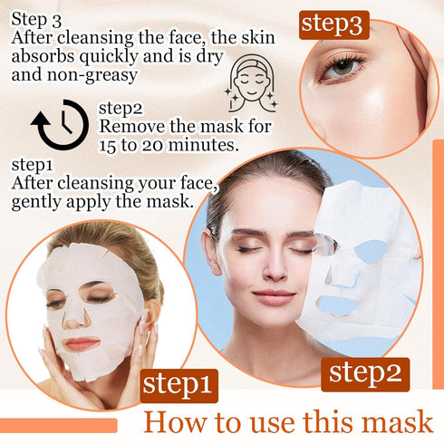 3PCS Turmeric Face Mask Skin Care,Hydrating Facial Sheet Mask,Moisturizing Face Sheet Masks Skincare,Women & Men...