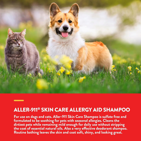 NaturVet Aller-911 Skin Care Allergy Aid Pet Shampoo With Aloe Vera – Pet Health Supplement Shampoo & Grooming Aid for Dermatitis, Dog Skin Allerg...