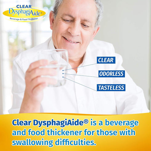 Clear DysphagiAide - Instant Beverage and Food Thickener, Box of 20 Level 3 Single Serve Packets - Moderately Thick (Honey-Like Thickness)...