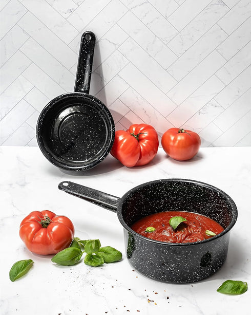 Granite Ware Non-Stick Saucepan Set with Steel Core, 1 & 2 Quart - Durable & Scratch-Resistant Pot for Soups and Sauces - Fast, Even Heating - Non...