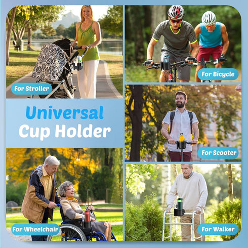 Guiseapue Cup Holder for Walker, Stroller Cup Holder Attachment with Phone Holder, Wheelchair/Stroller Accessories for Uppababy, Nuna, Doona, Roll...