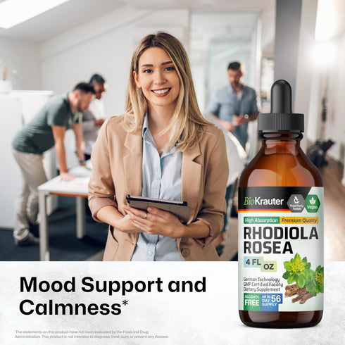 Rhodiola Rosea Supplement Liquid - Organic Rhodiola Rosea Extract - Vegan Adaptogenic Drops for Mood & Brain Support - Alcohol & Sugar Free Rhodio...