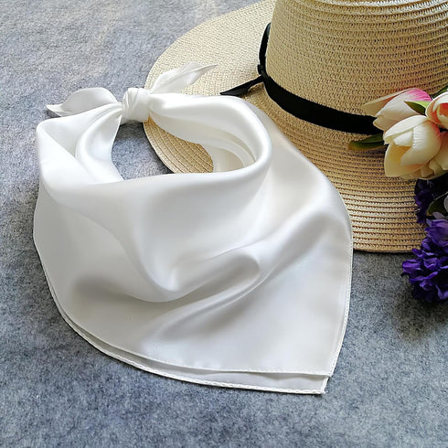 100% Pure Silk Pocket Squares for Men, 14" Solid Color Suit Mens Handkerchiefs, Elegant Premium White Silk Pocket Square for Any Gentleman Wedding...