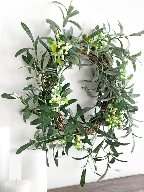 FiveSeasonStuff Lifelike Olive Branches – Premium 30-inch Faux Greenery with Realistic Gray-Green Leaves & Bendable Stems – 6 Stems for Home, Even...