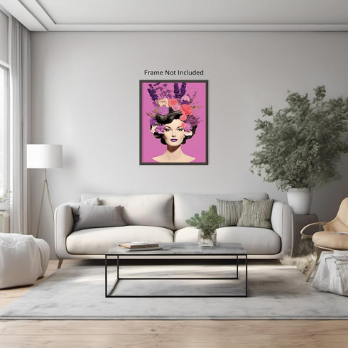 Posterizer 1 pcs-vintage girly collage with pink and purple flowers-Retro Art-Abstract & Modern Art-Gift for Art Lovers-Gifts for Women- UNFRAMED ...